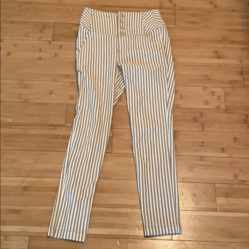 FREE PEOPLE striped high waisted jeans